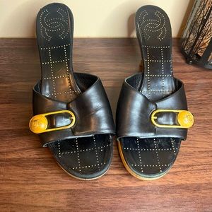 ***SOLD***CHANEL Black Leather Clog-ish Sandals Mules